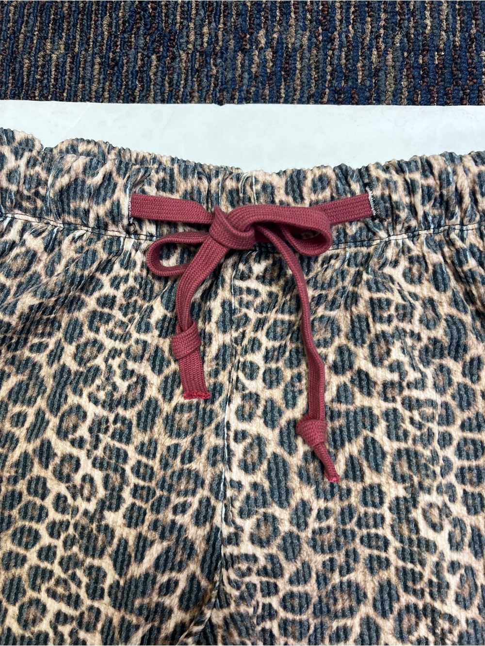 Leopard Print Ankle Pants with Red Tie - Picture 3 of 5